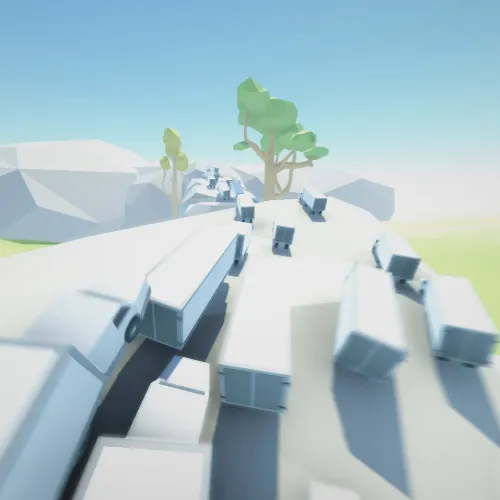 Cluster Rush – A high-speed action game where you jump across moving trucks, dodge obstacles, and race to survive. Play on Games Pluto Unblocked!